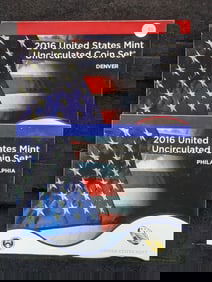 2016 P&D U.S. Mint Uncirculated Coin Set w/ATB Quarters $13.82 Face Value