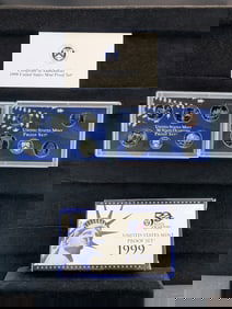 1999 -S U.S. Mint Proof Set First Year for the State Quarters w/ OGB & COA