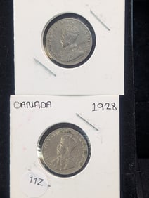 1928 & 1929 Canadian Five Cents