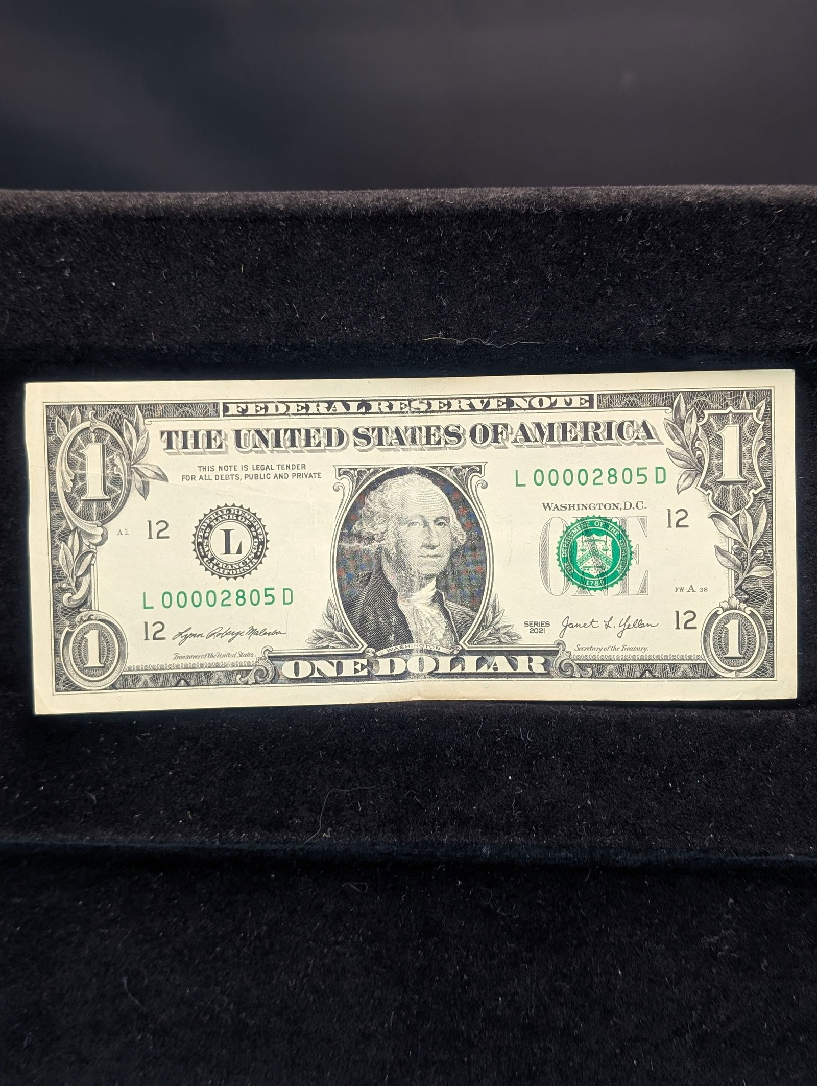 2021 U.S. $1 Federal Reserve Note, Very Low Serial Number (1 of 3)