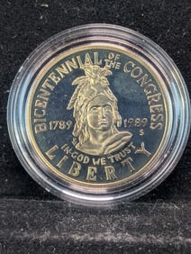 1989-S "Proof" Clad Bicentennial Congress Half Dollar, Books @$22