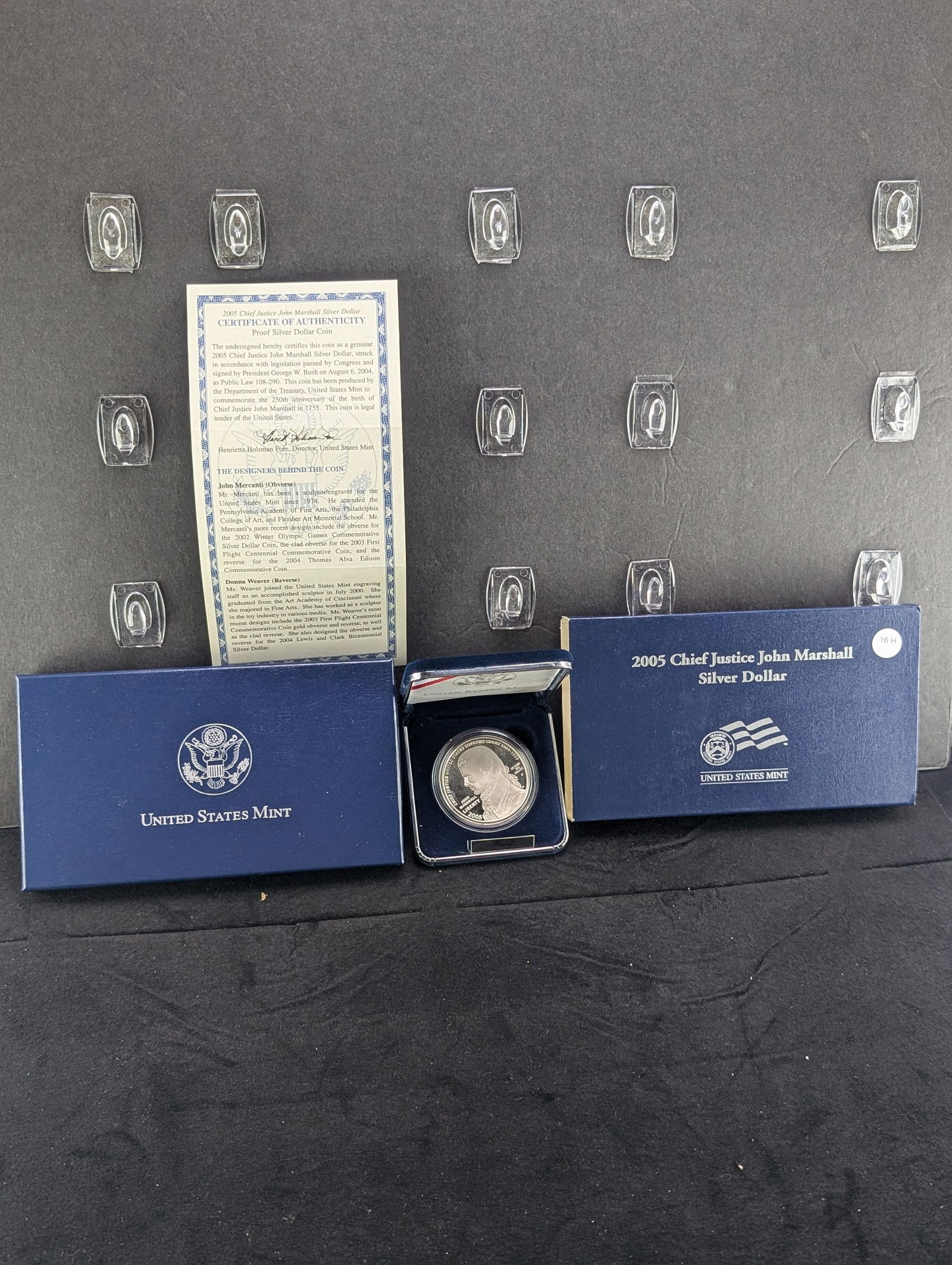 2005-P Chief Justice John Marshall Silver Dollar in OGP w/ COA 90% Silver: 2005-P Chief Justice John Marshall Silver Dollar in OGP w/ COA 90% Silver