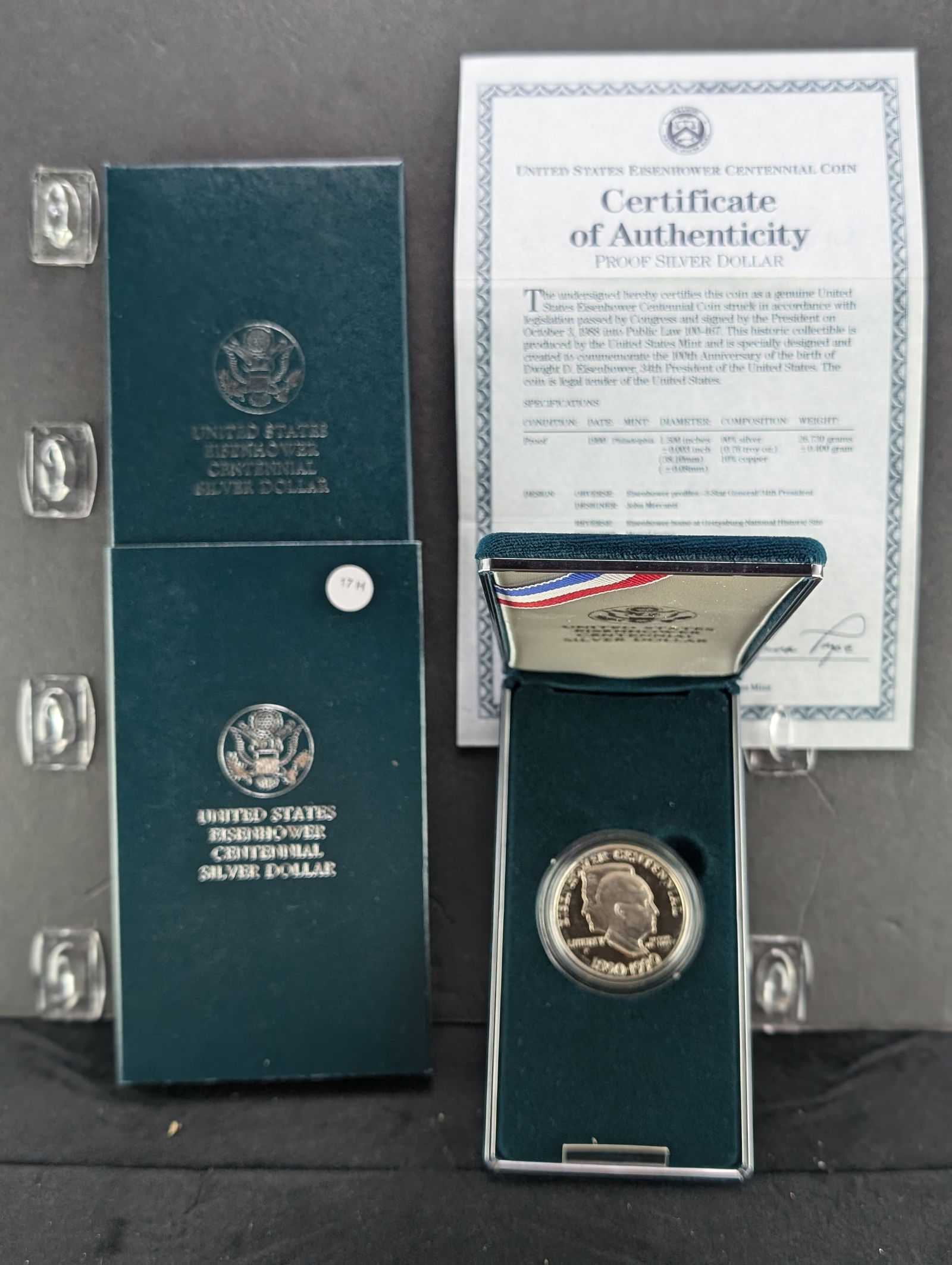 1990-P Eisenhower Centennial Silver Dollar in OGP W/ COA 90% Silver (1 of 4)