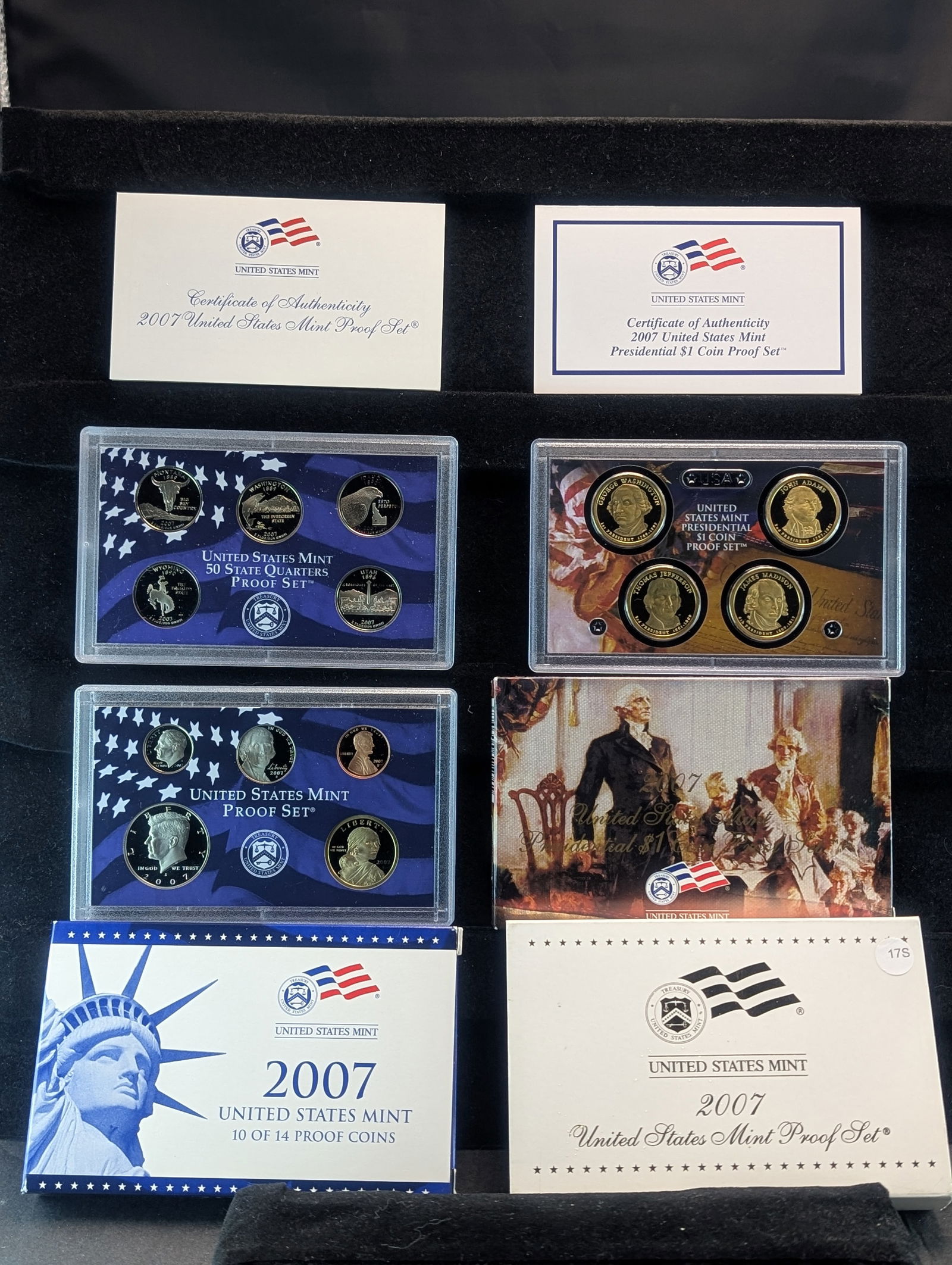 2007 -S U.S. Mint Proof Set w/State Quarters & Presidential Dollars, OGB w/COA (14 Coin Set) (1 of 7)