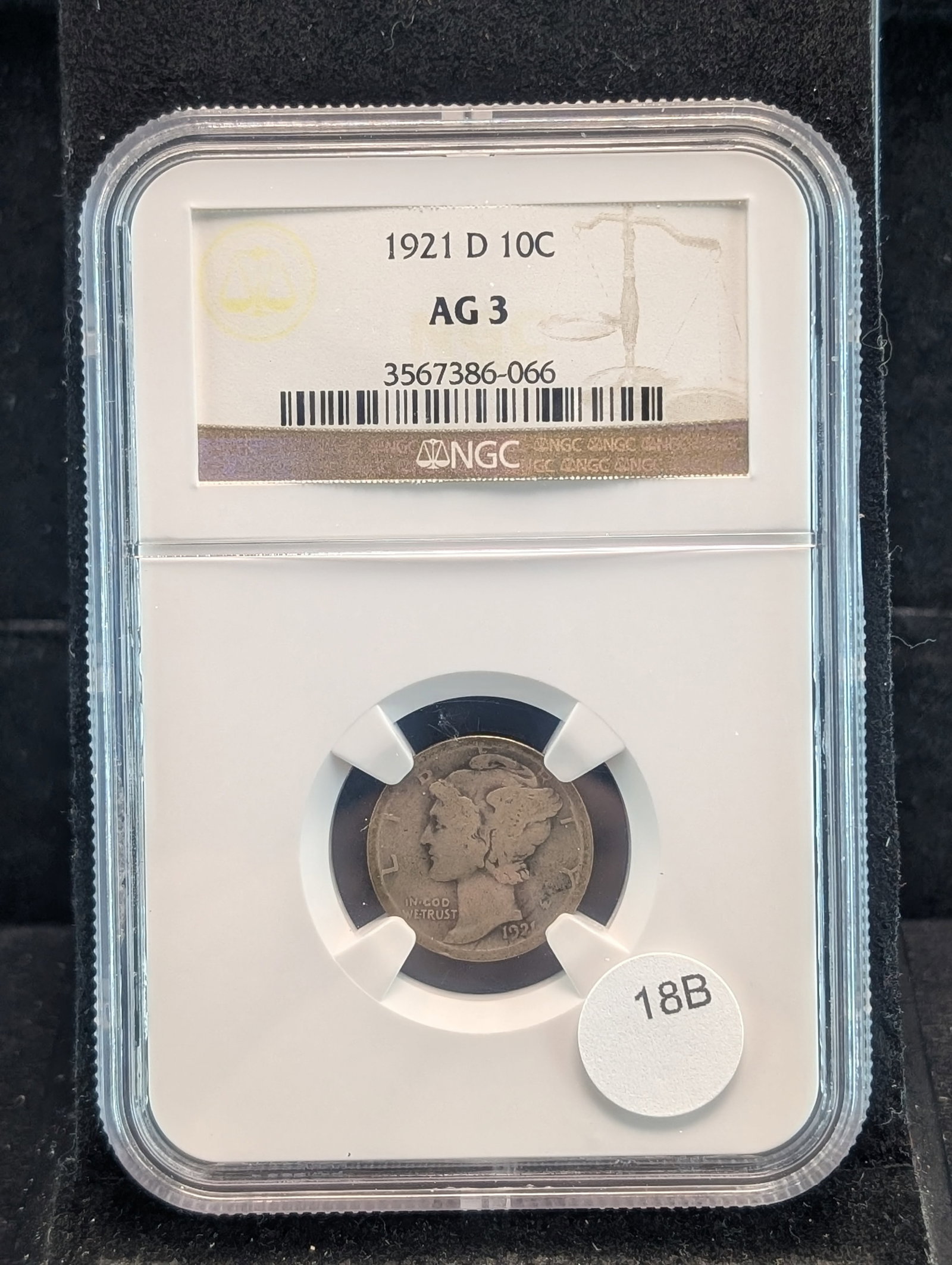 1921-D Mercury Dime Graded by NGC at AG3: 1921-D Mercury Dime Graded by NGC at AG3