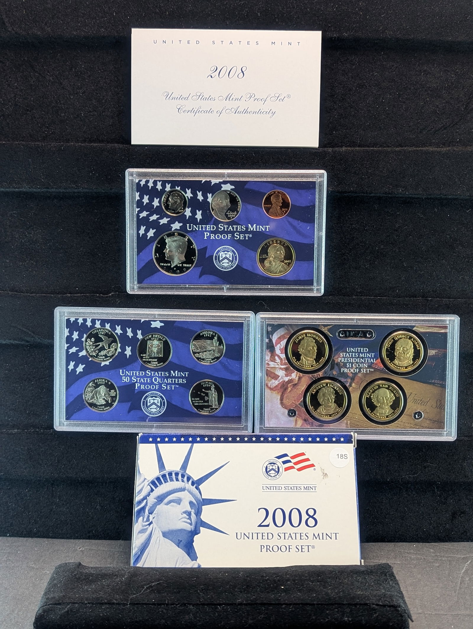 2008 -S U.S. Mint Proof Set w/State Quarters & Presidential Dollars, OGB w/COA (14 Coin Set) (1 of 4)