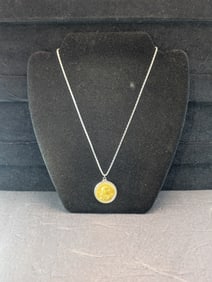 10" Necklace With 2016 REPLICA Sacagawea Dollar - "Remember Native Americans" Code Talkers Design