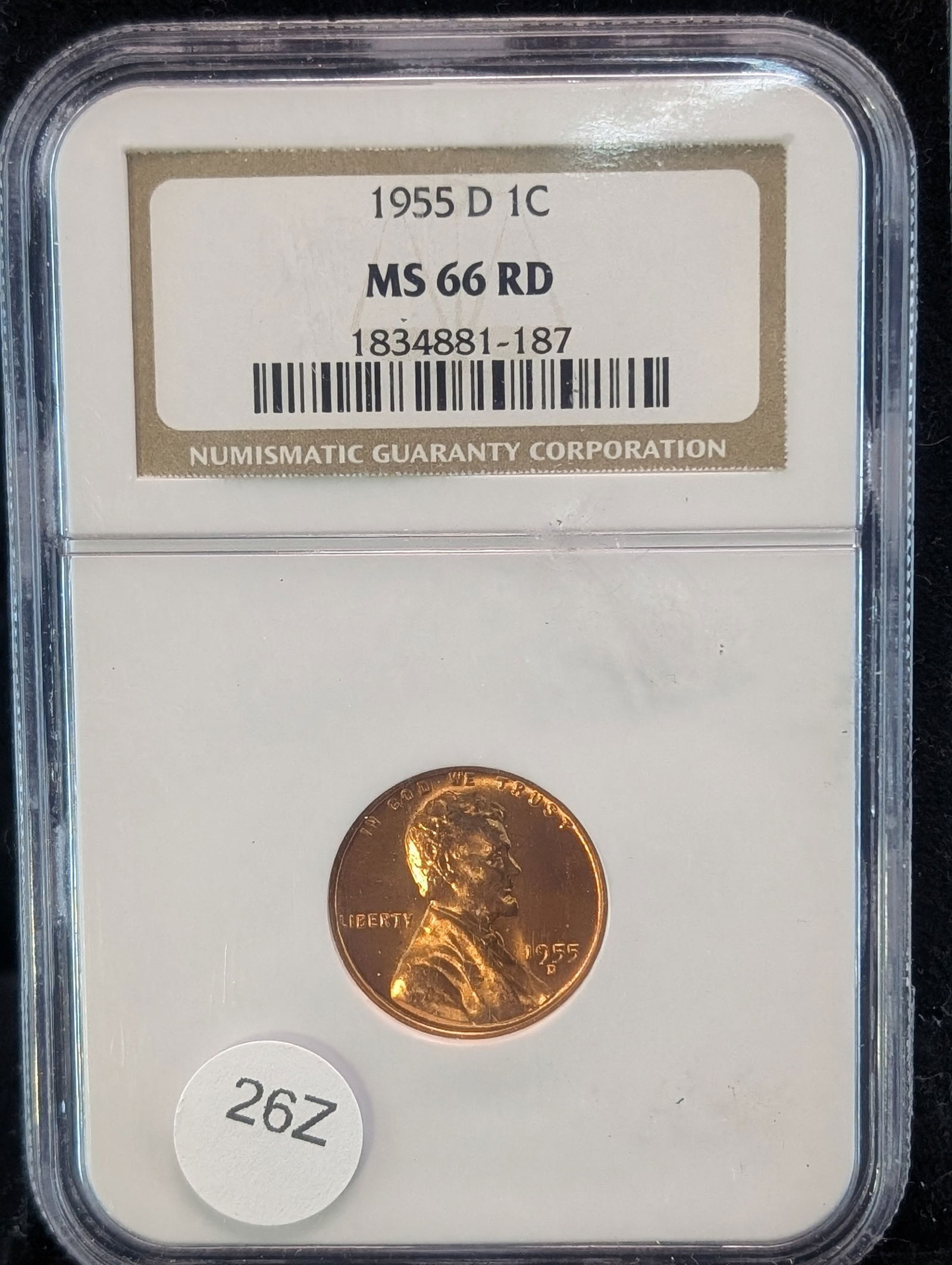 MS66 RD 1955-D Lincoln Wheat Cent (Graded by NGC), worth $47 (1 of 3)