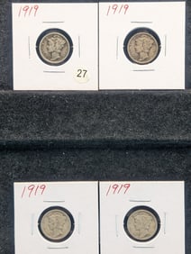 (4) 1919 Mercury Dimes