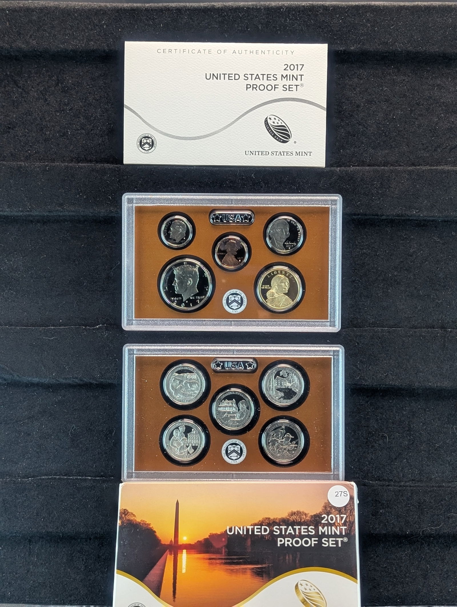 2017 -S U.S. Mint Proof Set w/ATB Quarters, "Sequoyah from Cherokee Nation" Sacajawea Dollar, OGB (1 of 4)
