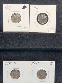 (2) 1941 (2) 1941 D Mercury Dimes