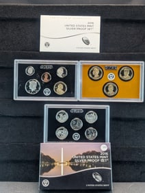 2016 -S SILVER U.S. Mint Proof Set w/Silver ATB Quarters, Silver Kennedy Half Dollar & Silver Dime,