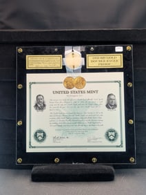 Plastic Display For A 1933 Gold Double Eagle With A REPLICA Coin of The Eagle, Marked Copy!