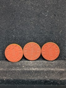3-WWII Food Ration Tokens, OPA Red Point