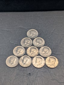 10 Kennedy Half Dollars 1971 P&D, 1972 P&D, 1973 P&D, 1974 P&D, 1976-P & 1977-P