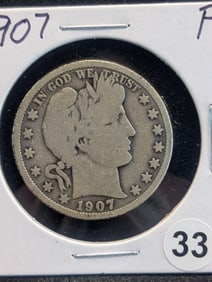 1907 P Barber Half Dollar