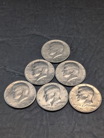 6 Kennedy Half Dollars 1971-D, 1973-D, 1974-P, 1976-P, 1979-P, & 1980-P