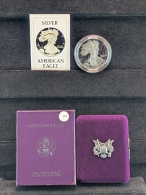 1986-S Proof American Silver Eagle, Key Date, First Year -.999 Fine Silver, One Troy Ounce W/COA in