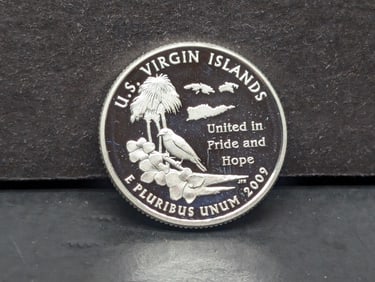 2009-S US Virgin Islands Proof 90% Silver ATB Quarter. High Book Value