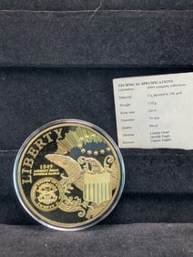 Reproduction - $20 Liberty Head Double Eagle Clad Proof, 24K Gold Layered