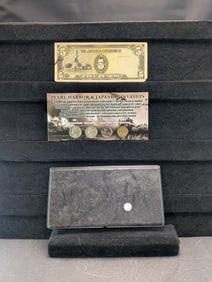 Pearl Harbor Invasion Coin Set, 3 Wartime Silver Nickels, 1944 Shell Case Penny, Japanese Wartime 5