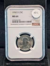 1950-D Washington Quarter, NGC MS 64