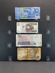(4) Misc. Foreign Notes- Polish, Australia, 2-South African