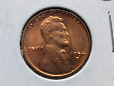 1954-D GEM BU RED Lincoln Wheat Cent