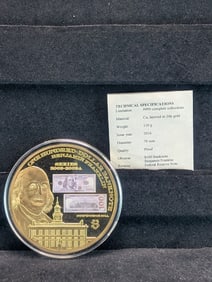 Clad $100 Federal Reserve Bank Note Featuring Benjamin Franklin Note Commemorative 24K Layered Gold