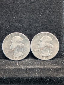 1944 & 1947, 90% Silver, (Nice Condition) Washington Quarters, 78 years Old!