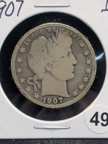 1907- D Barber Half Dollar