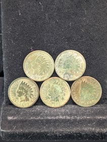 (2) 1890's & (3) 1880's Indian Head Cents