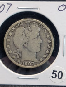 1907 -O Barber Half Dollar