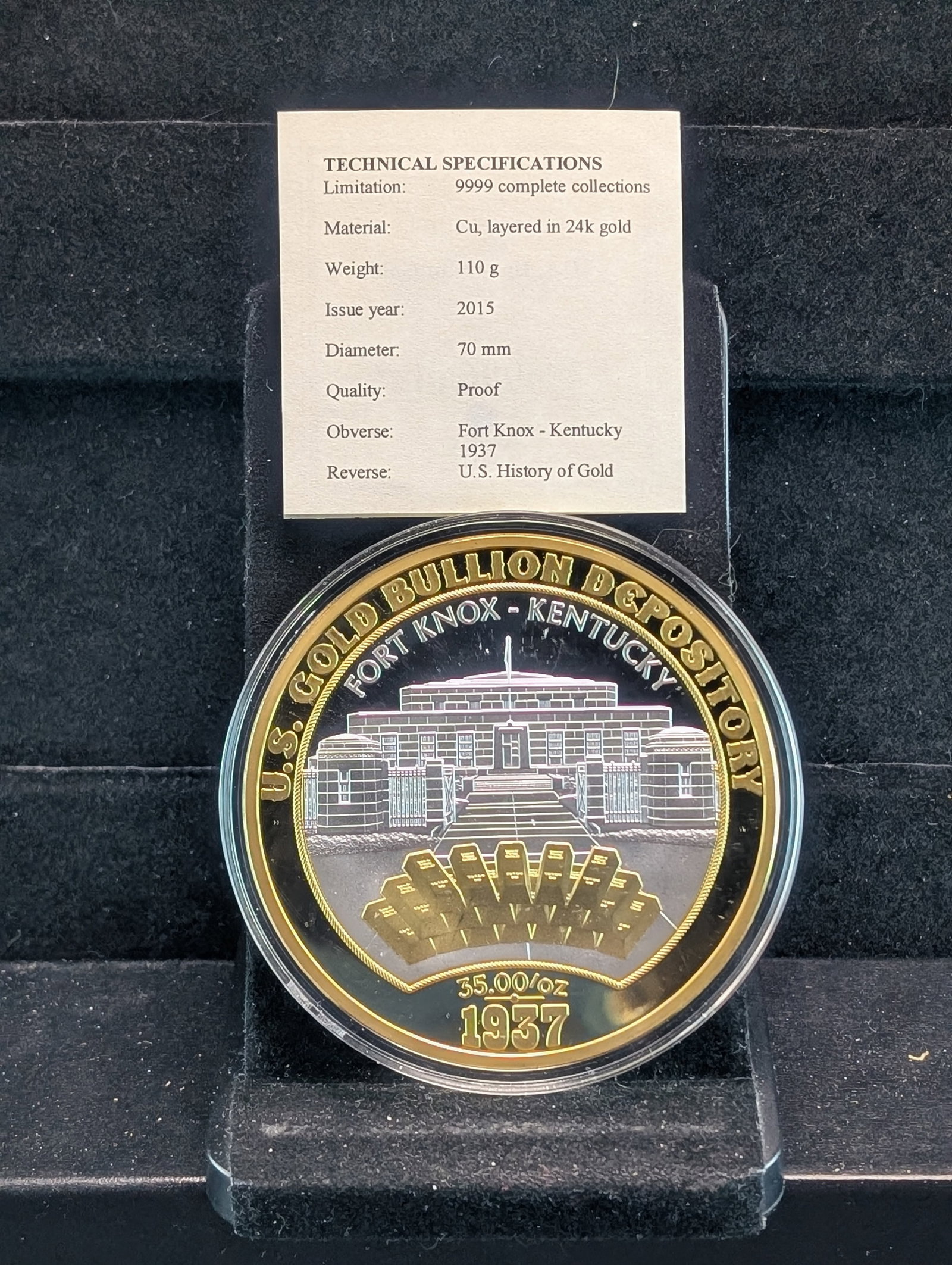 Clad - History of Gold Commemorative 24K Layered Gold, Fort Knox: Clad - History of Gold Commemorative 24K Layered Gold, Fort Knox