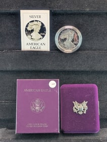 1986-S Proof American Silver Eagle, Key Date, First Year -.999 Fine Silver, One Troy Ounce W/COA in
