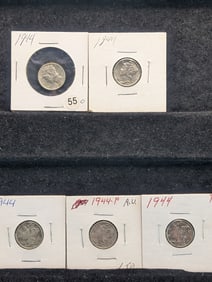 (5) 1944 P Mercury Dimes NICE COINS