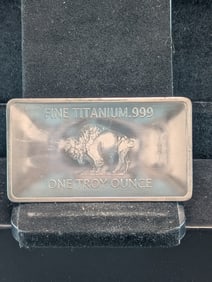 1 Ounce-.999 pure Titanium-Buffalo Bar-BU