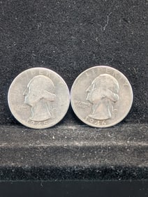 1945 & 1946 -D, 90% Silver, (WWII Era-Nice Condition) Washington Quarters, 79 years Old!