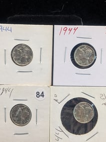(3) 1944 P and (1) 1944 D Mercury Dimes NICE COINS