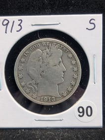 1913 S Barber Half Dollar