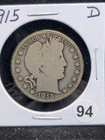 1915 D Barber Half Dollar
