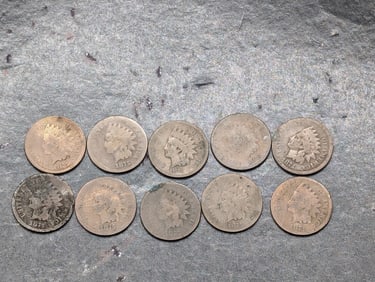 (10) 1875 Indian Head Pennies