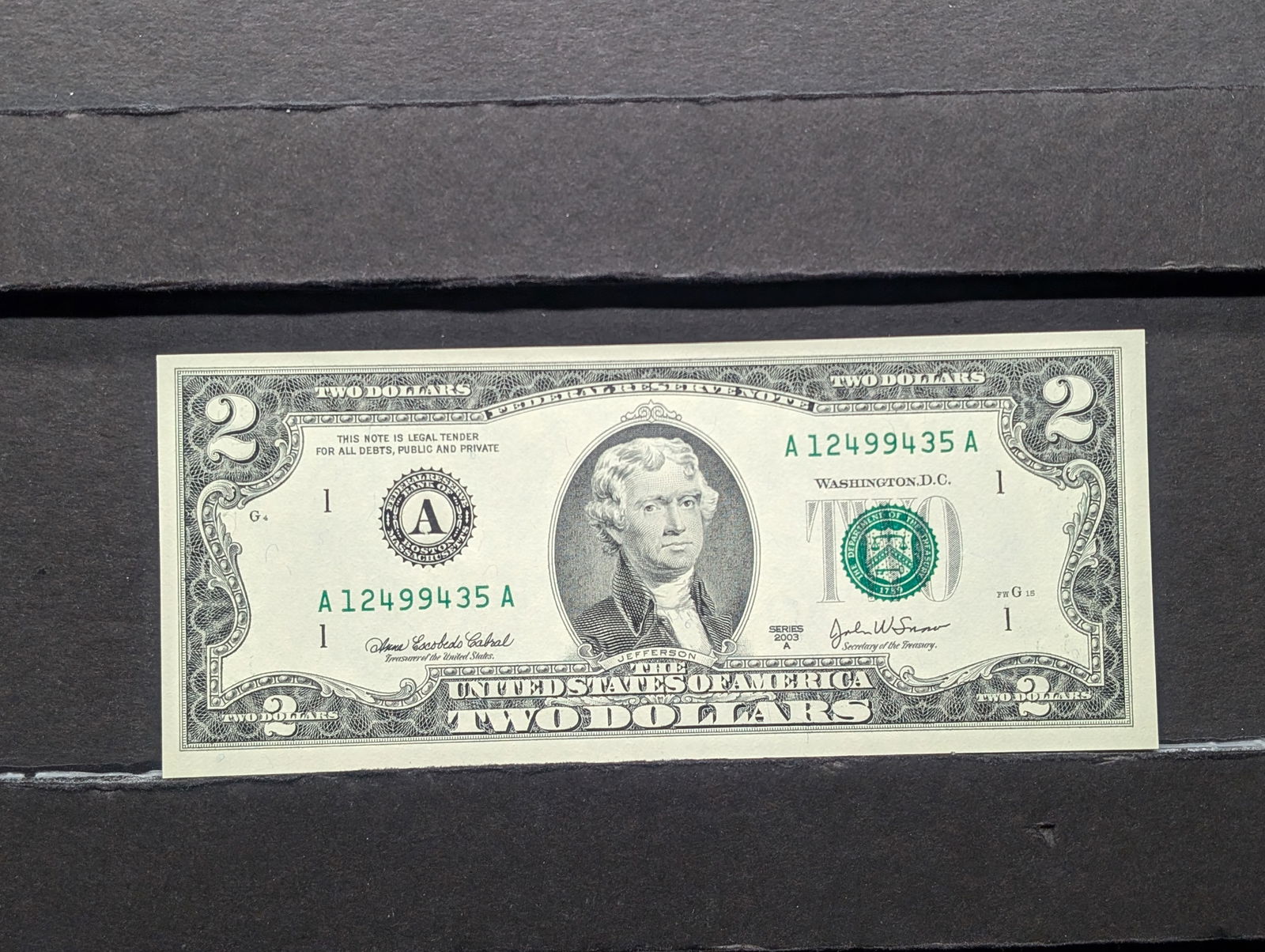 2003-A Green Seal $2 Note. GEM CRISP UNC (1 of 3)