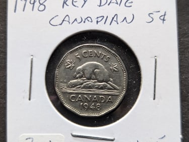 1948 Key Date Canadian Nickel. Books $18-$25.