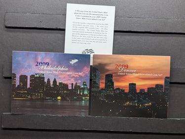 2009 US Mint Uncirculated Coin Set P and D Mint Marks, Includes the DC & Territorial Quarters,