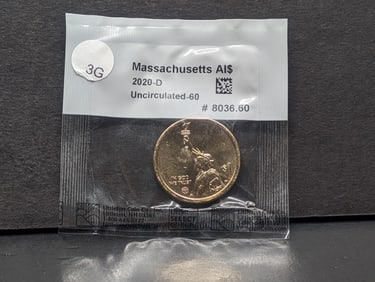 2020-D UNC. Massachusetts $1 Coin. Littleton Coin Co.
