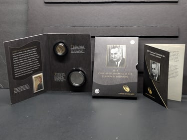 2015-P Lyndon B. Johnson Coin & Chronicle set. .999 Fine Silver One Troy Ounce. 31.103 Grams.