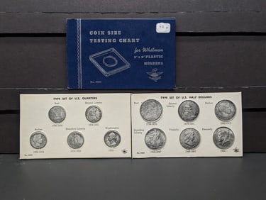 NO COINS, New Vintage, Coin Size Testing Chart For Whitman 2x2 Plastic Holders