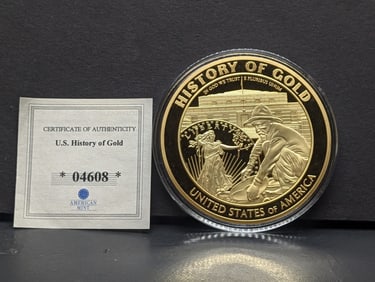History of Gold Commemorative Coin 24K Layered Gold - Fort Knox Kentucky