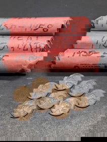 (3) Rolls 1950-1958 Lincoln Wheat Cents Mixed Mint marks